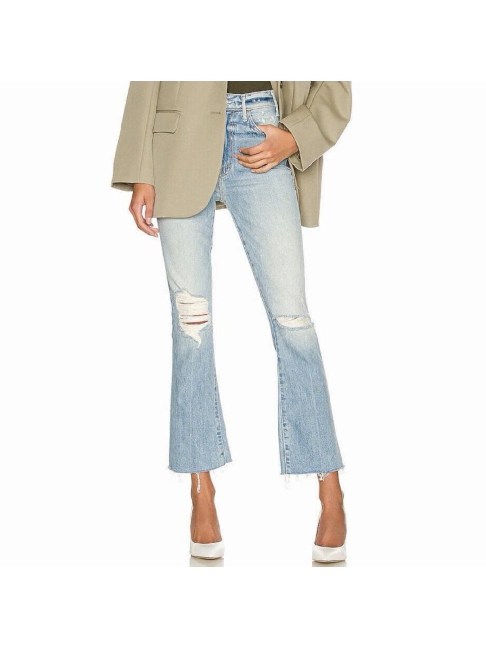 Mother Superior The Hustler Ankle Fray Jeans in Rope’s End Light Wash Women’s 28